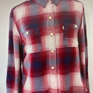 Levi's Red, Blue and White Plaid Casual Button-Down Shirt